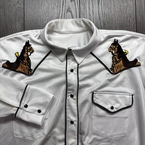 Vintage Pearl Snap‎ Horses Silky Button Shirt White XXL Western Rockabily